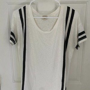 J Crew Factory White and Black Striped Tee